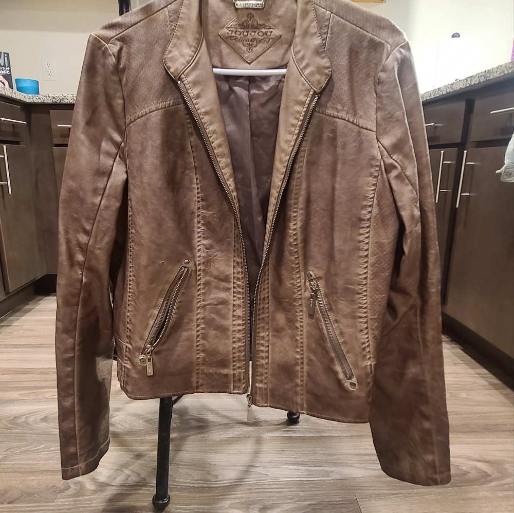 JouJou Faux Leather Brown Jacket - SIZE  XL